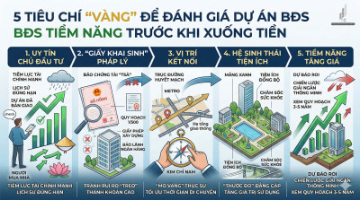 5 TIÊU CHÍ "VÀNG" ĐỂ ĐÁNH GIÁ MỘT DỰ ÁN BĐS TIỀM NĂNG TRƯỚC KHI XUỐNG TIỀN
